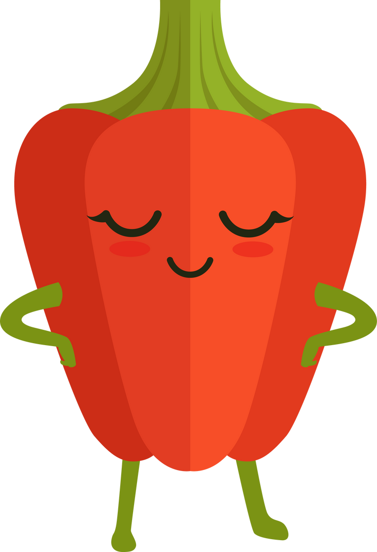 Funny bell pepper mascot. Cartoon kawaii character